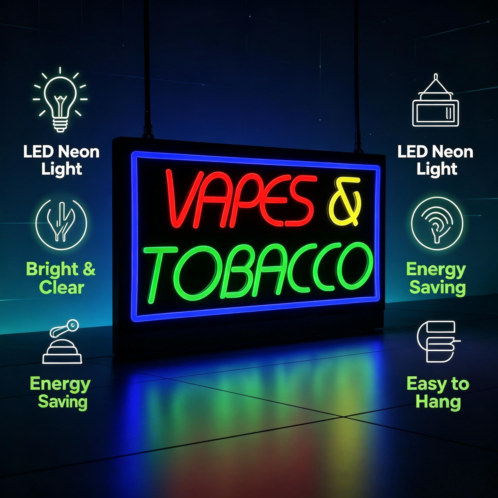 Tobacco and Vape Neon Sign USB - Vaping Store review and price